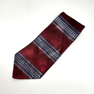 Don Loper Necktie Mens OS Burgundy Geometric Striped Beverly Hills Tie